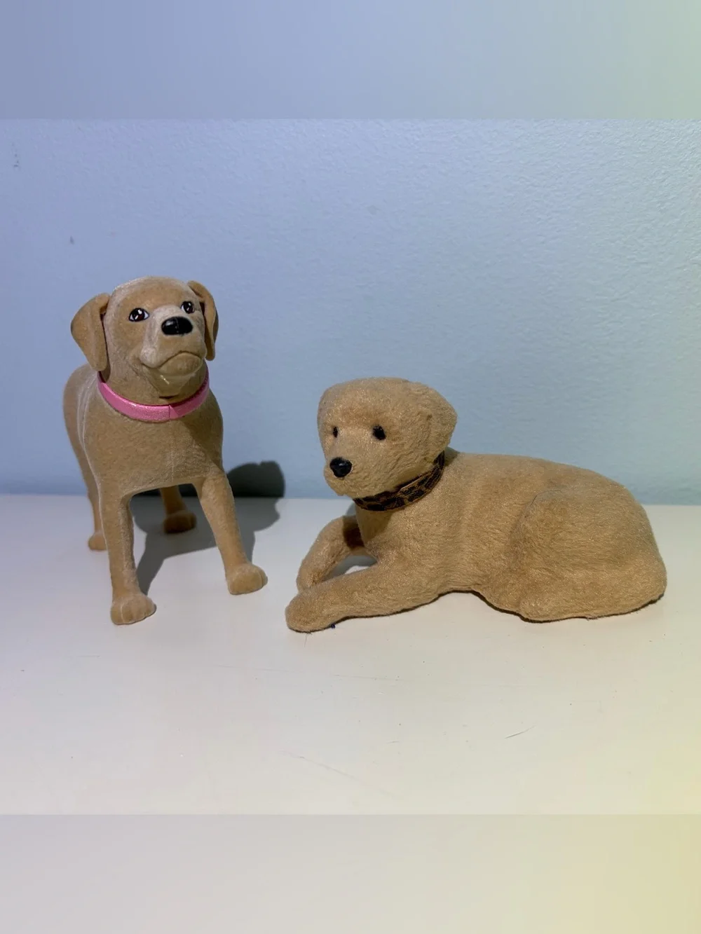 Set of 2 Barbie Doll or 11” Doll Yellow Labrador Retriever Pet Dog Figurine Toys